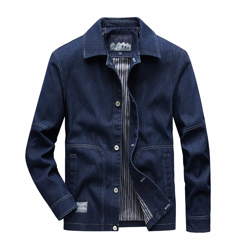 Autumn 2024 New American Style Vintage Denim Jacket Mens Denim Jacket Breasted Jacket Mens Denim Casual Slim Fitting Blazer Coat