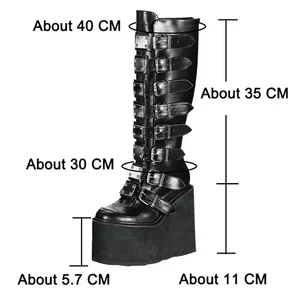 Women's boots punk cosplay ladies high heels platform female boots gothic buckle strap 12 Main Sales Crown Direct Mount - №11