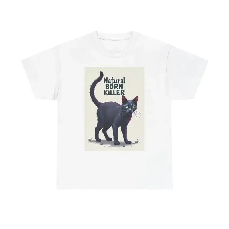 Natural Born Killer T Shirt Funny Cat Art Heavy Cotton
