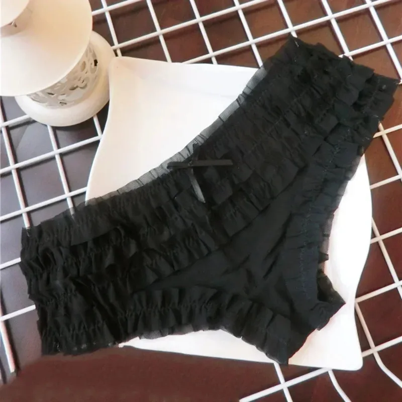 الحلو امرأة سراويل كعكة طبقة الدانتيل ملخصات البولكا نقطة زهرة نمط شبكة تنفس مريحة Underpant الإناث منخفضة الخصر سراويل