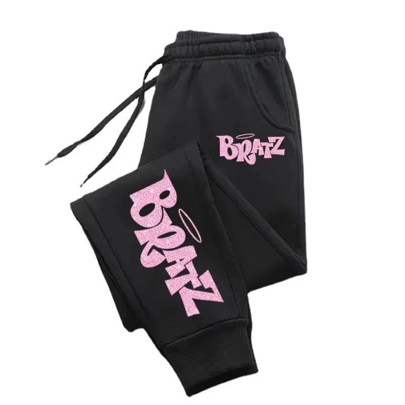 Bratz Pink Printing Sweatpants Woman Casual Pocket Drawstring Pants Baggy Gym Jogger Tracksuit Sweat Trouser Couple Clothes