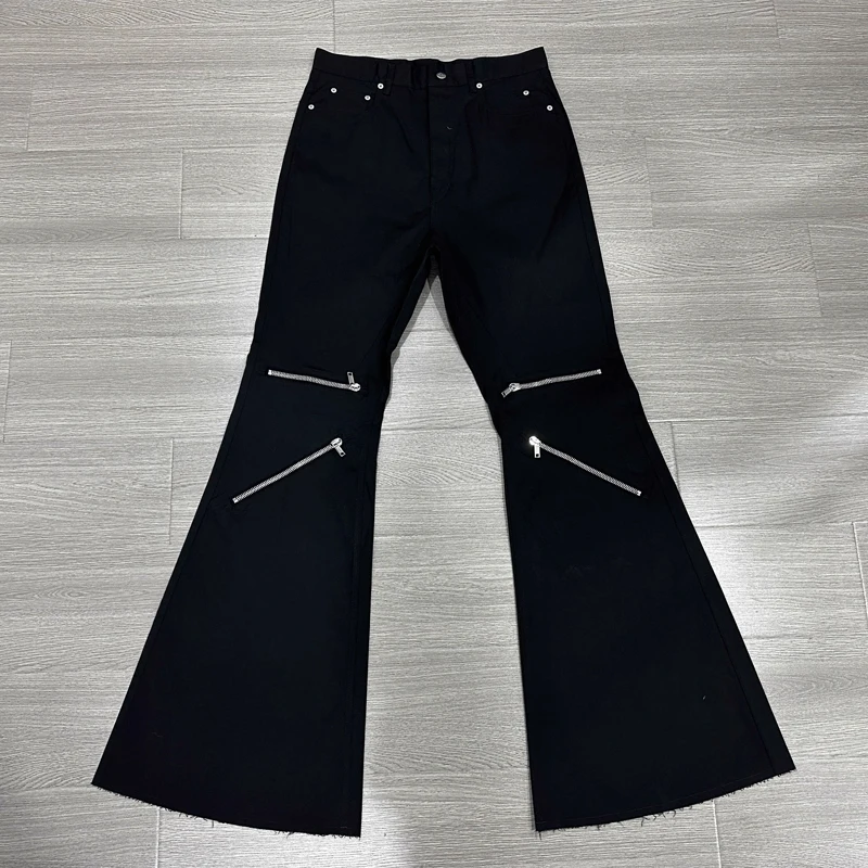 High Street Men's Pants Zipper Design Casual Pants Streetwear Men Trousers Black Full Length Men's Clothing