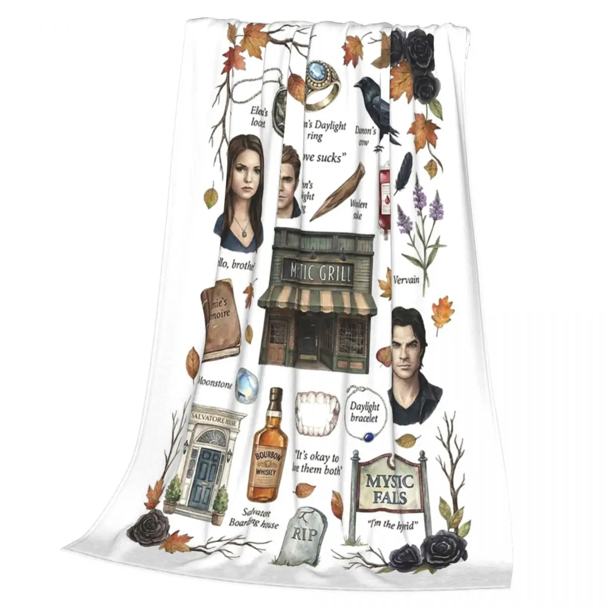 The Vampire Diaries Damon Salvatore TV Series Blankets Soft Warm Flannel Throw Blanket Cover for Bed  Picnic Travel Home Couch
