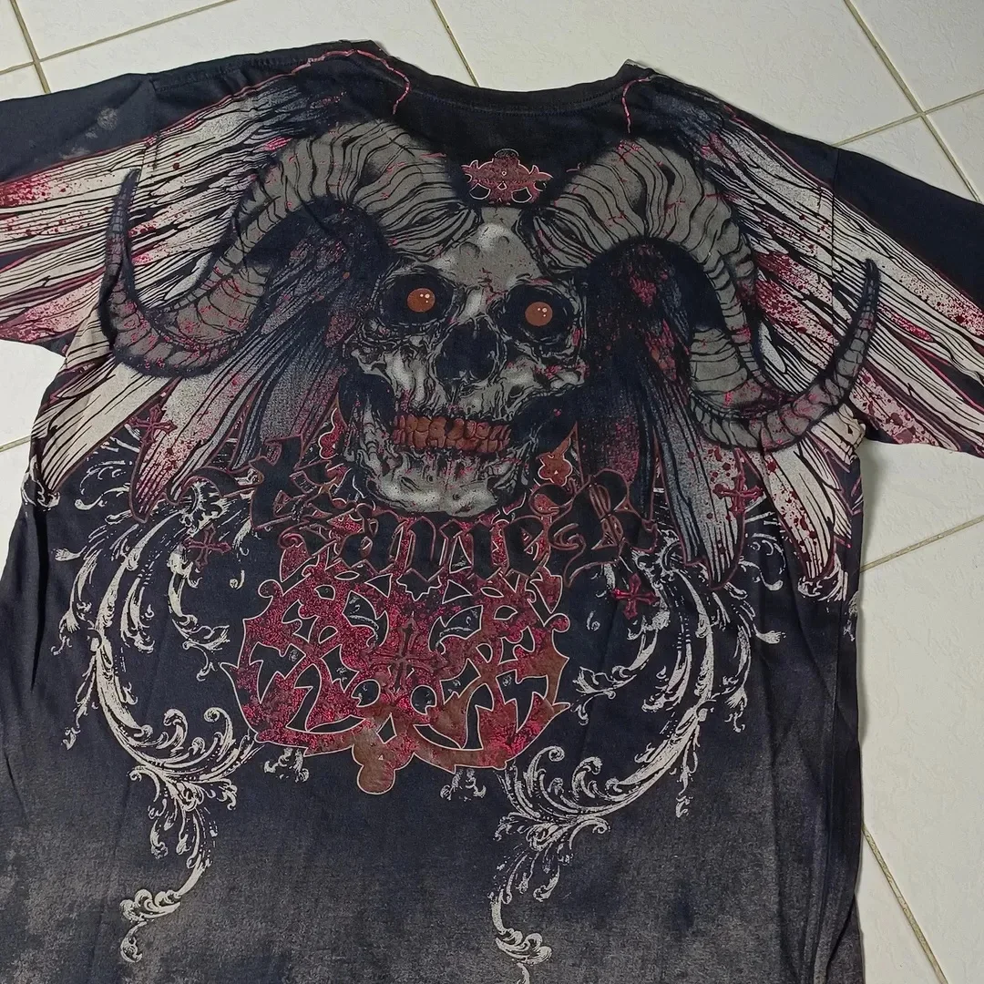 إكستريم تي شيرت الرجال Y2K موضة الكتاب المقدس نمط مطبوعة قصيرة الأكمام تأمين شارع العليا القوطية المد القطن تي شيرت