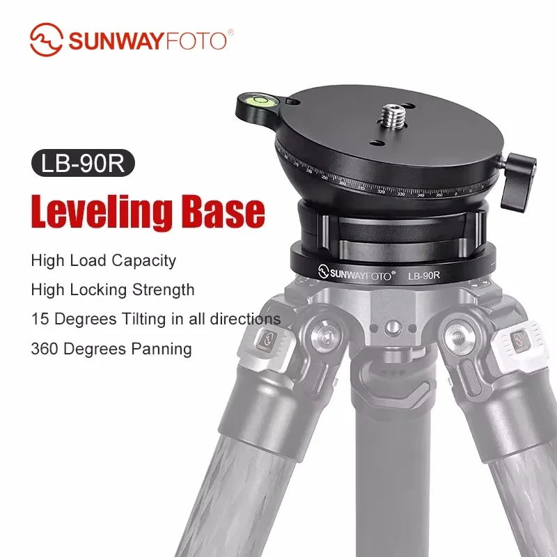 

SUNWAYFOTO 360° Panoramic Leveling base Tripod Head 55 lbs（25kg） Load Capacity LB-90R