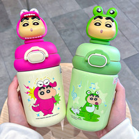 500ML Cartoon Cute Thermos Bottle Stainless Steel Vacuum Insulation Cup Portable Double Drink Children's Student Straw Water Cup