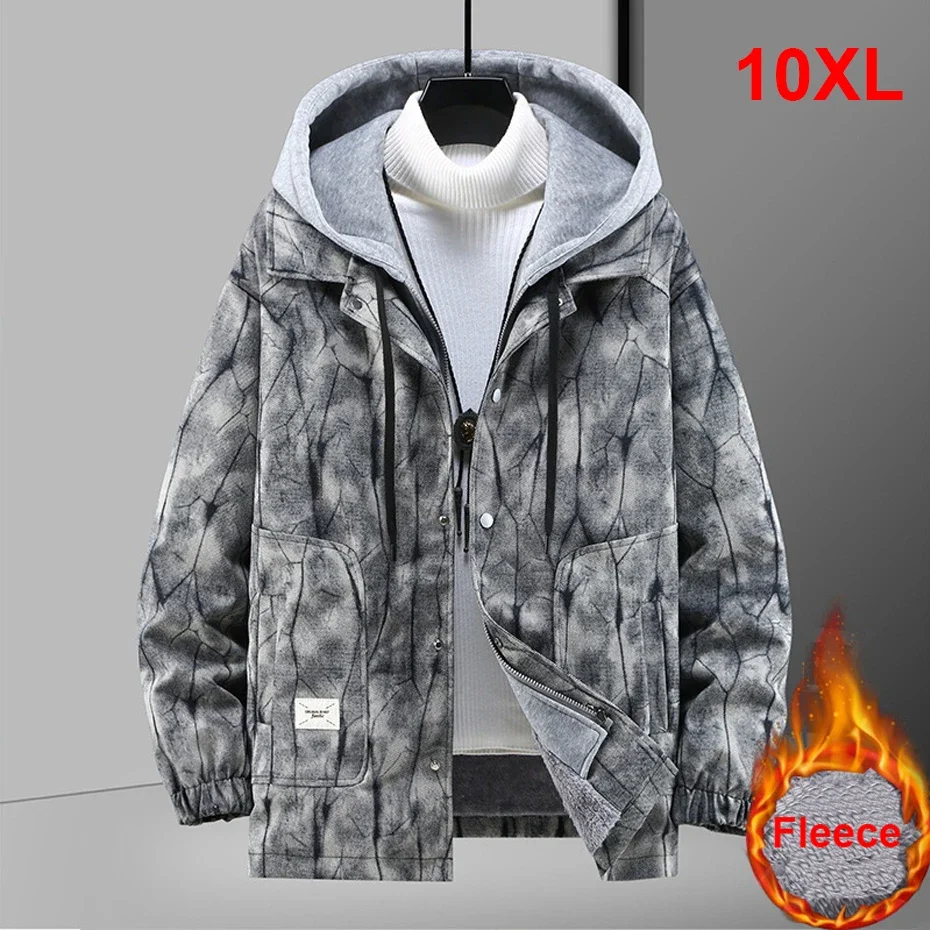 

Winter Parkas Men 10XL Plus Size Parkas Vintage Harajuku Fake Two Pieces Parkas Winter Thick Fleece Jackets Coat Male Big Size