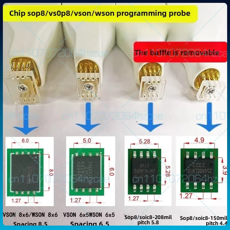 SOP8/wson8 chip programming and writing free disassembly probe cable BIOS eeprom chip QFN8 programmer cable