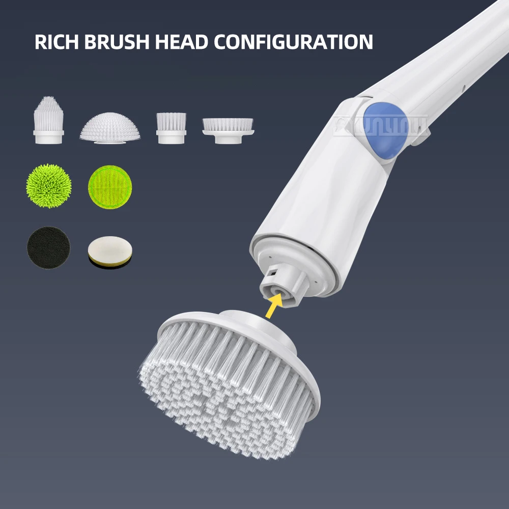 Elektryczna szczotka do czyszczenia łazienki Bezprzewodowy środek czyszczący do użytku domowego Ręczne narzędzie do czyszczenia z regulowanym kątem