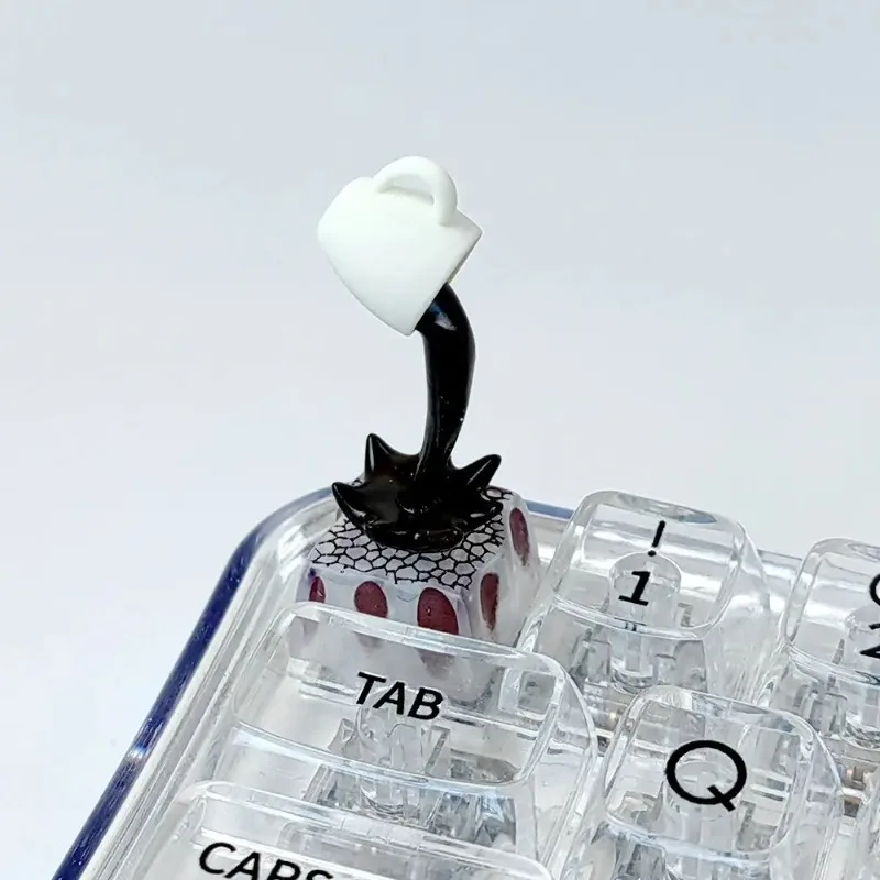 Flowing Coffee Personalized Keycaps Magnetic Separation Design Light Transmission Resin For Cross Axis Mechanical Keyboard