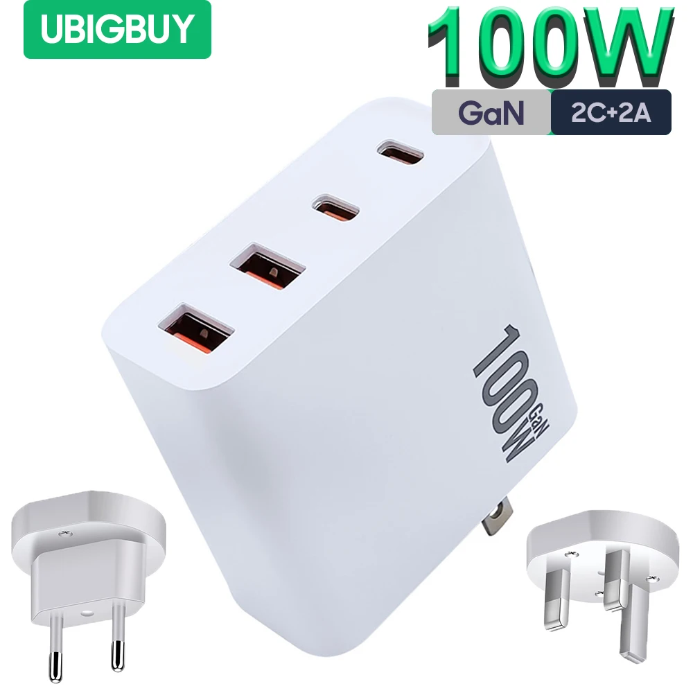 

Ubigbuy 100W GaN USB C Charger PD Type C Fast Charging Wall Adapter for iPhone 14 13 Xiaomi Samsung Macbook Quick Charge 3.0