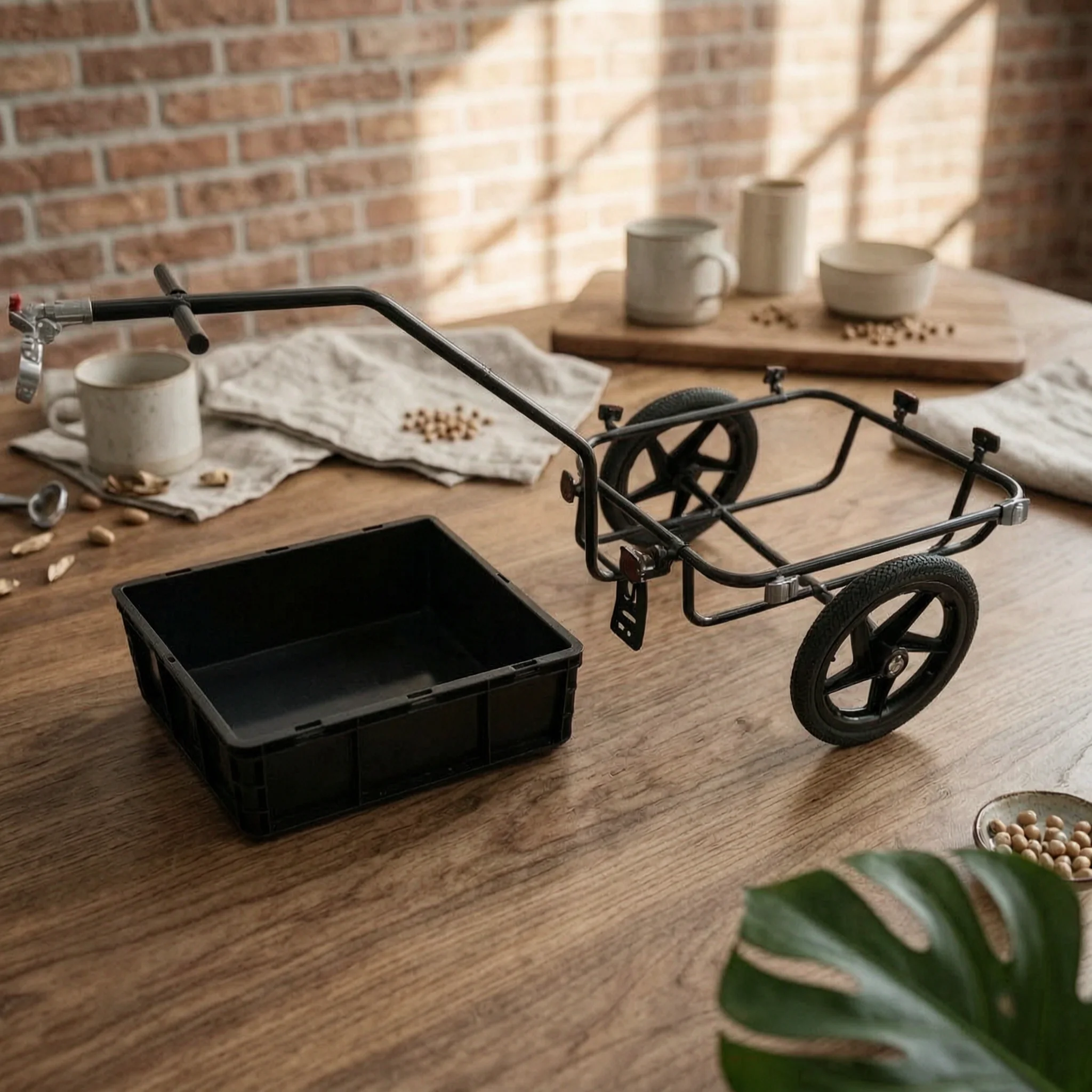 Cycle Trailer with Cargo Box Detachable Bike Cargo Trailer Pneumatic Removable for Commuters, Errands, Camping
