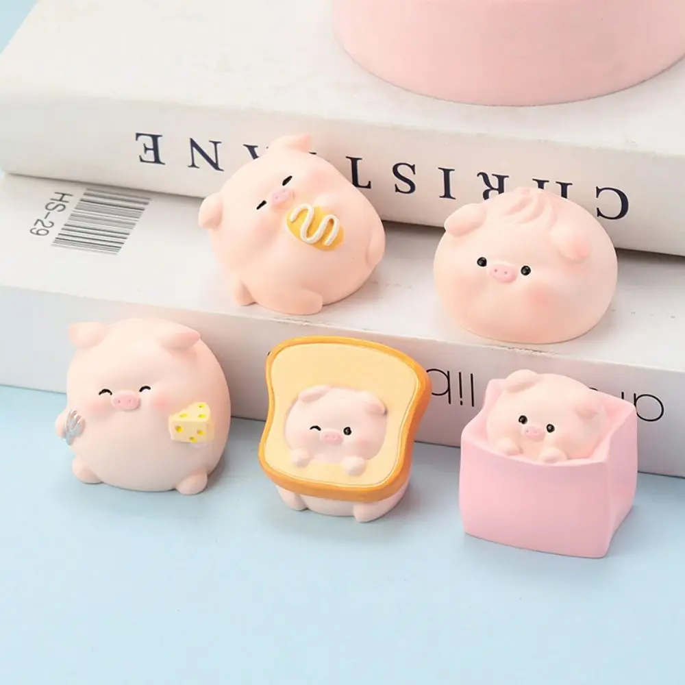 Birthday Gifts Bread Pig Pink Pig Dolls Sweet Resin Pig Doll Desktop Ornaments Lovely Sweet Cone Cartoon Model Toy Girl Gift