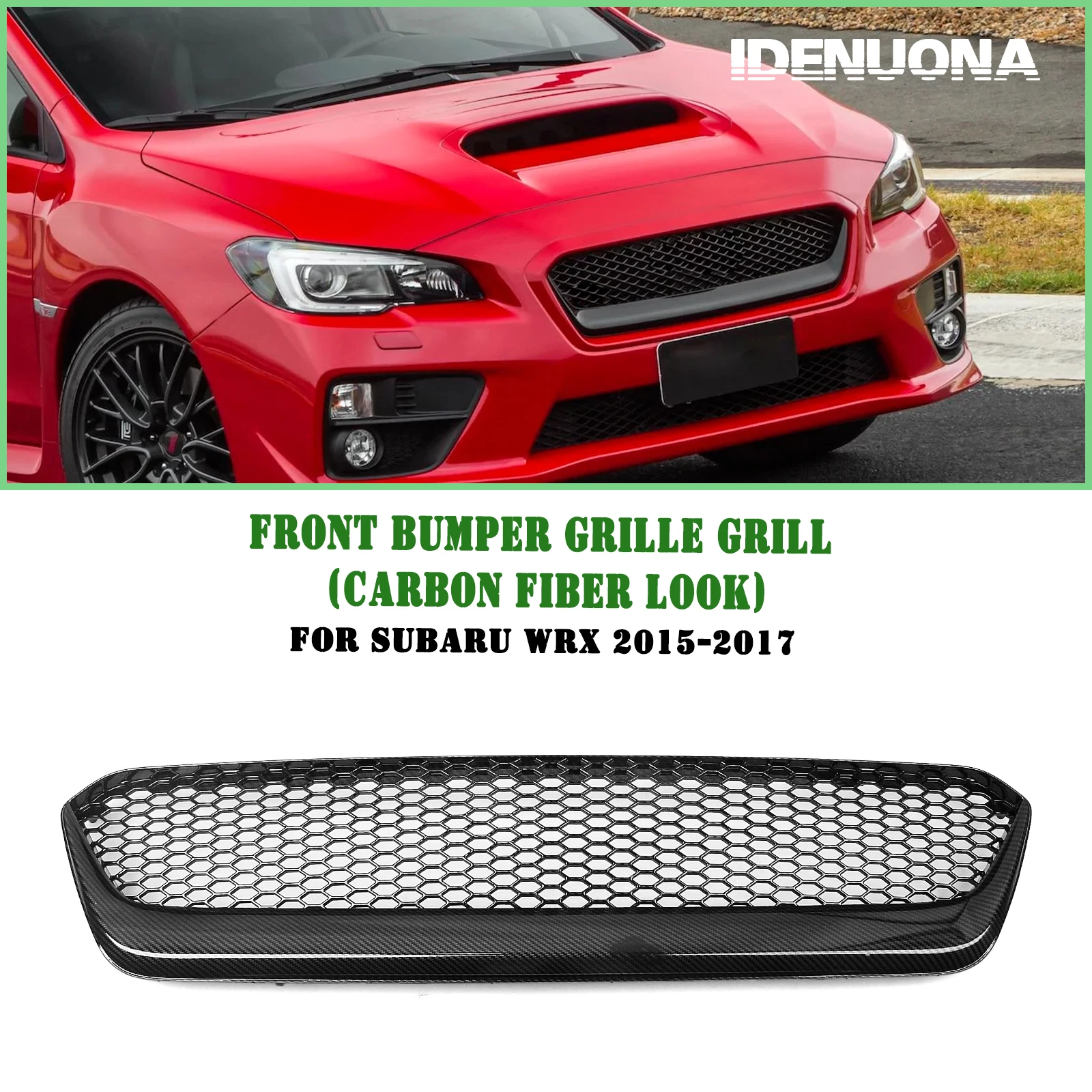 

For Subaru WRX 2015-2017 Front Grille Racing Grill Carbon Fiber Look/Gloss/Matte Black Upper Bumper Hood Mesh Grid