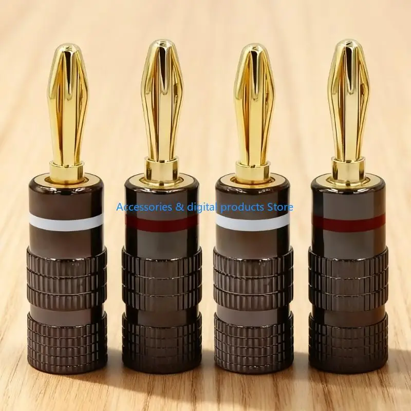 77JD 4mm Banana Socket Connector Gold Plated with Screw Lock Binding Post Speaker for Home Electronics Laboratory