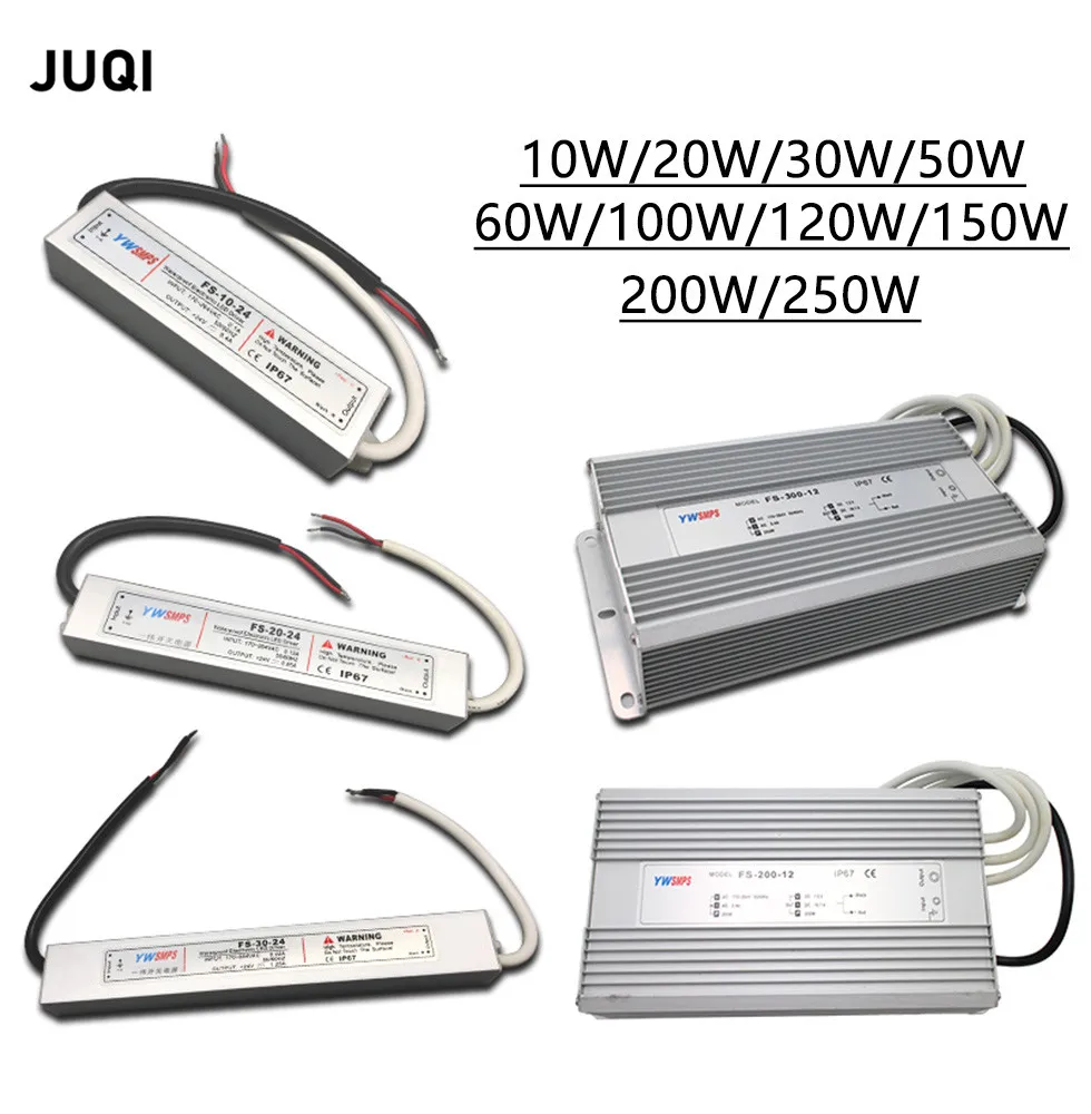 NEW Waterproof switching power supply P67 LED Driver Lighting Transformers for Outdoor Light DC 12V 24V Power Supply 10W~250W