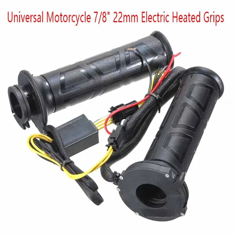 Authentic 2X Universal Motorcycle 7/8Inch 22Mm Electric Heated Grips Scooter Moped Bar Hand Warmer Adjustable Hot Grip 12V