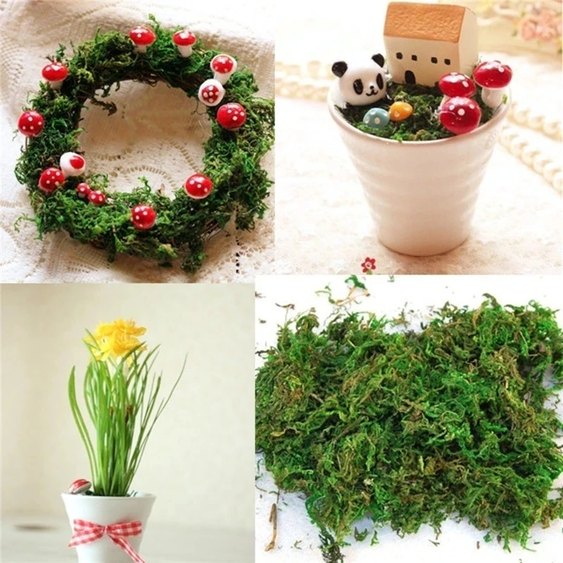 20/50/100g Simulation Moss Lichen Fake Green Plants Home Garden Patio Decoration Potted Decoration Doll House Simulates Lawn