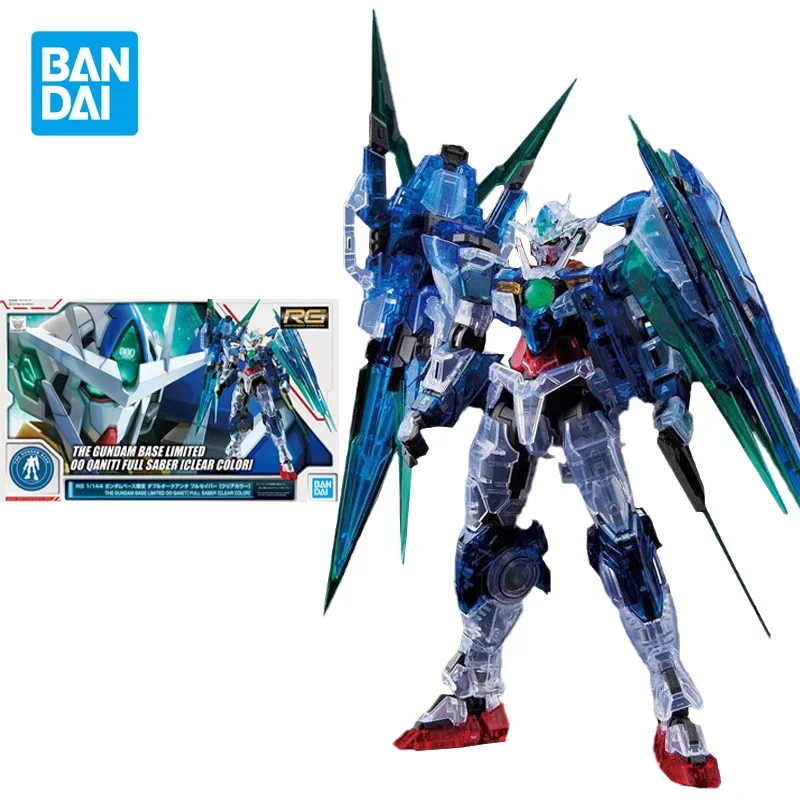 Bandai Original Gundam Model Kit Anime Figure RG 1/144 BASE LIMITED 00 QAN T CLEAR COLOR Action Figures Toys Gifts for Kids