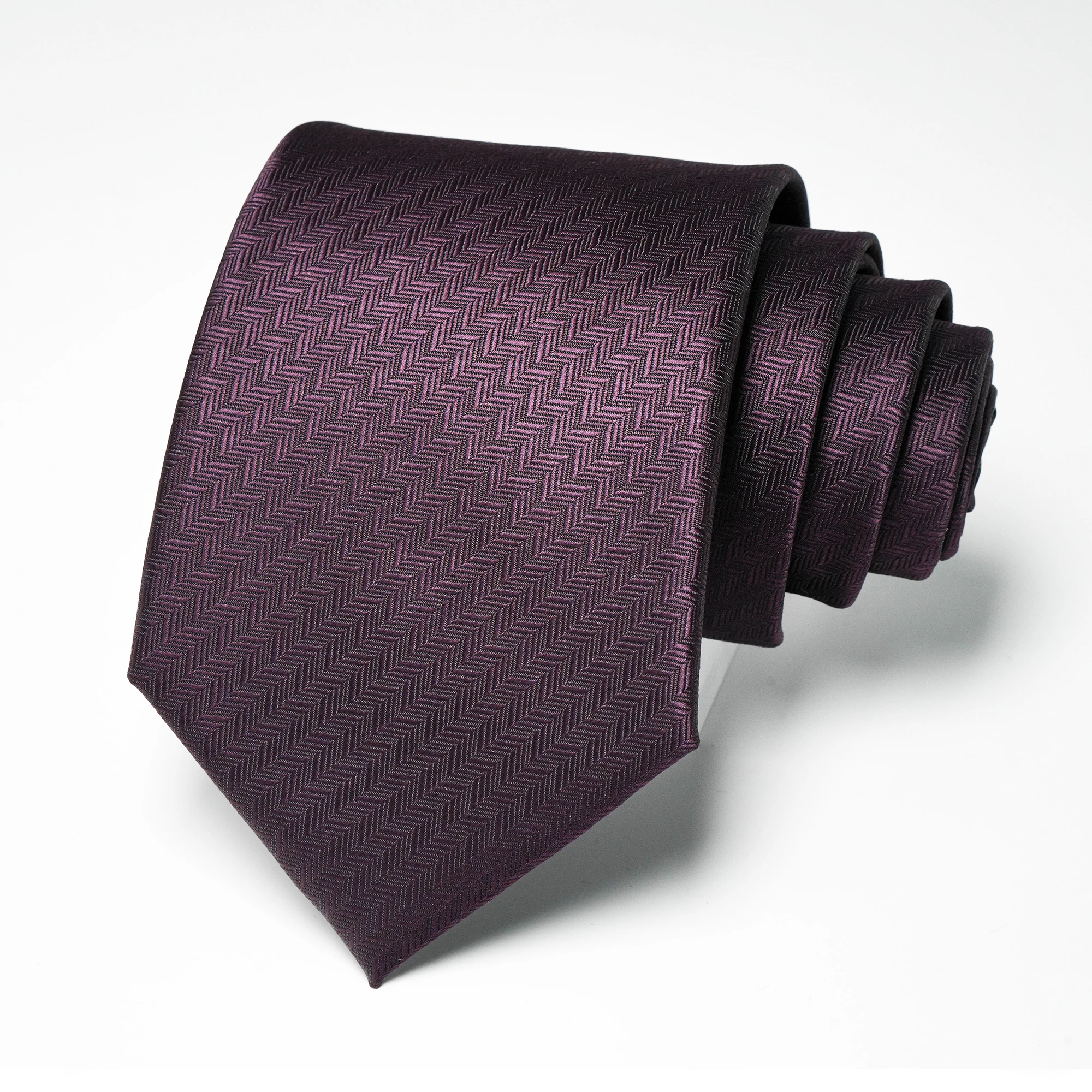 Luxuriöse einfarbige, bestickte Krawatte, 8 cm, hochwertige Seidenmischung, formelle Business-Anzug-Krawatte für Herren. – Detail 4