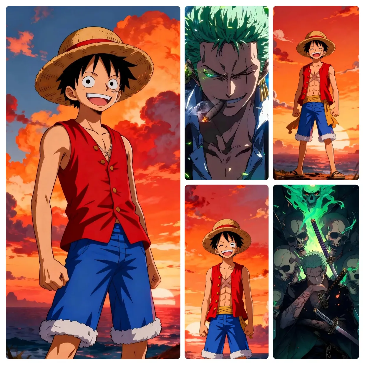 Anime One Piece Monkey D Luffy Sunset Jigsaw Puzzles 500/1000/1200/2000PCS Handmade Art Exquisite Home Decor Gift No Frame