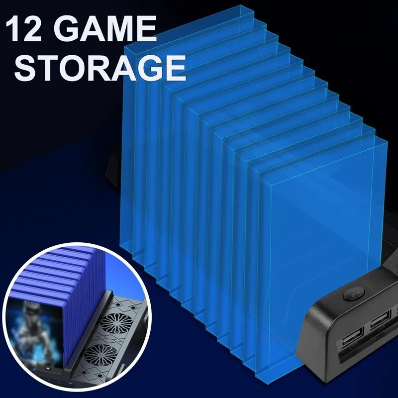 Supporto per ventola di raffreddamento per Console PS4/PS4 Slim/PS4 Pro dispositivo di raffreddamento verticale con caricatore a doppio Controller per accessori di raffreddamento PS4
