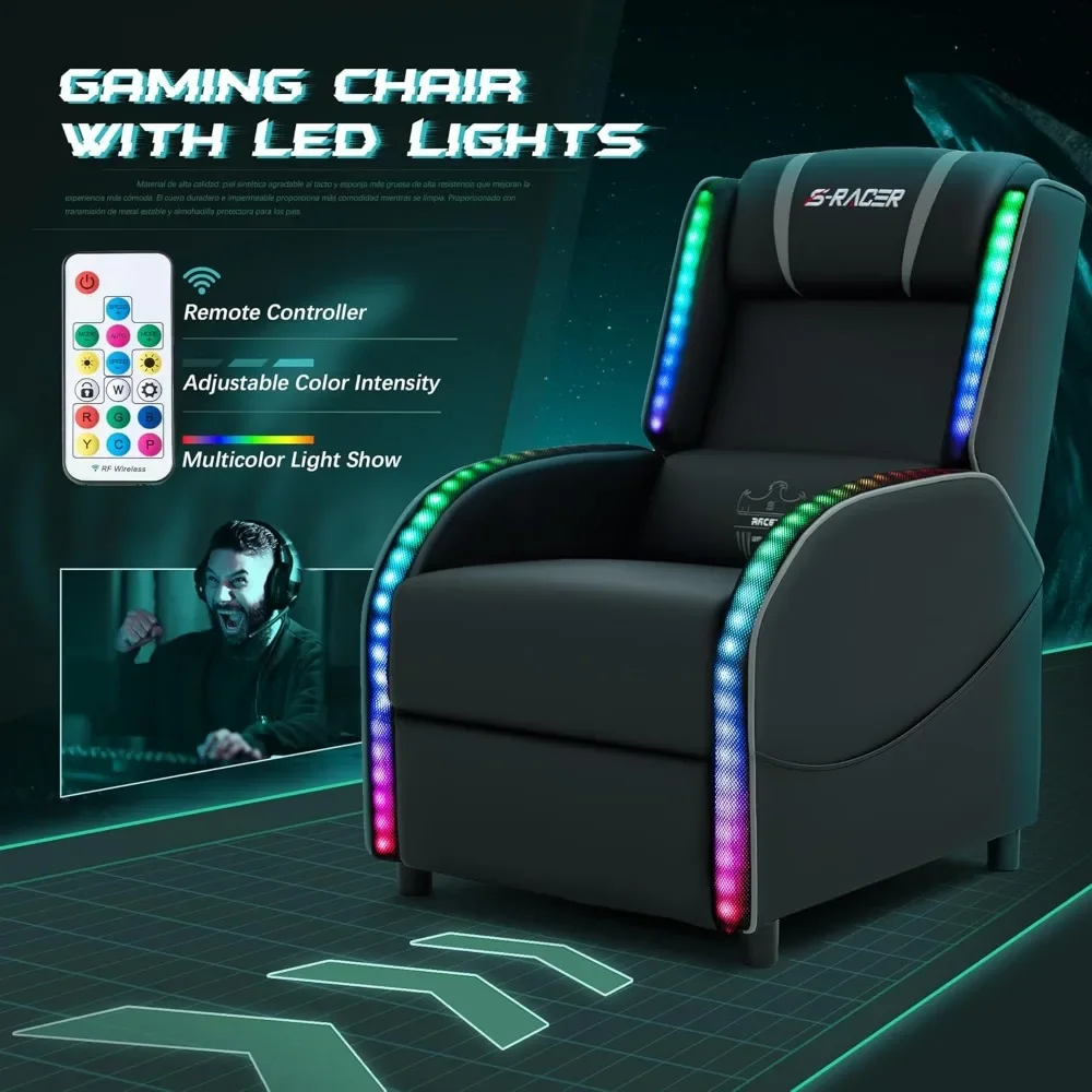 Massage Gaming Recliner Chair  Racing Style Gaming Sofa  PU Leather Home Theater Seating Modern Living Room Recliners Ergonomic