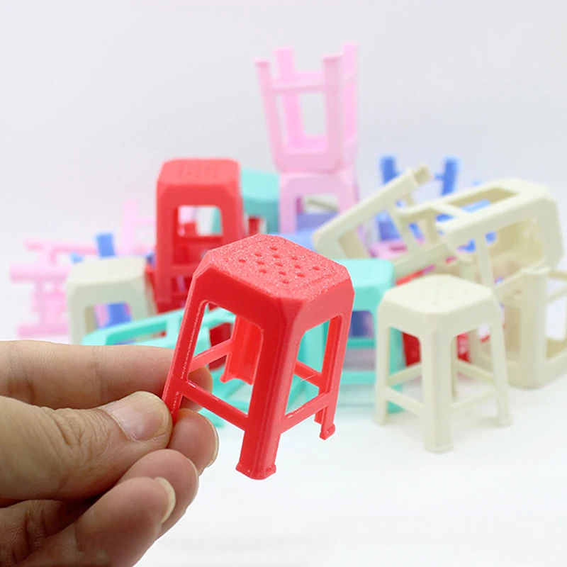 1PC Living Room Toy 1:12 Mini Dollhouse Simulation Plastic Stool Small Chair Model Doll House Furniture Accessories Decoration