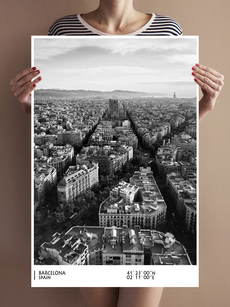 Barcelona Paris City Landscape Art Poster Prints Canvas Painting Picture for Modern Room Home Decor Frame