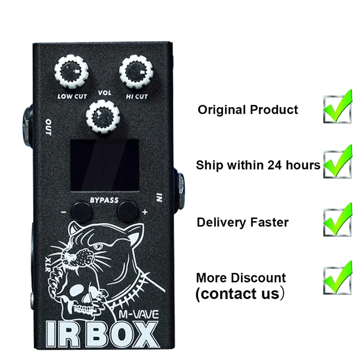 M-Vave IR-BOX Efeitos de guitarra e baixo, 32 opções predeterminadas, configurações disponíveis do aplicativo do telefone, EQ de 9 segmentos, como EQ individual efetor