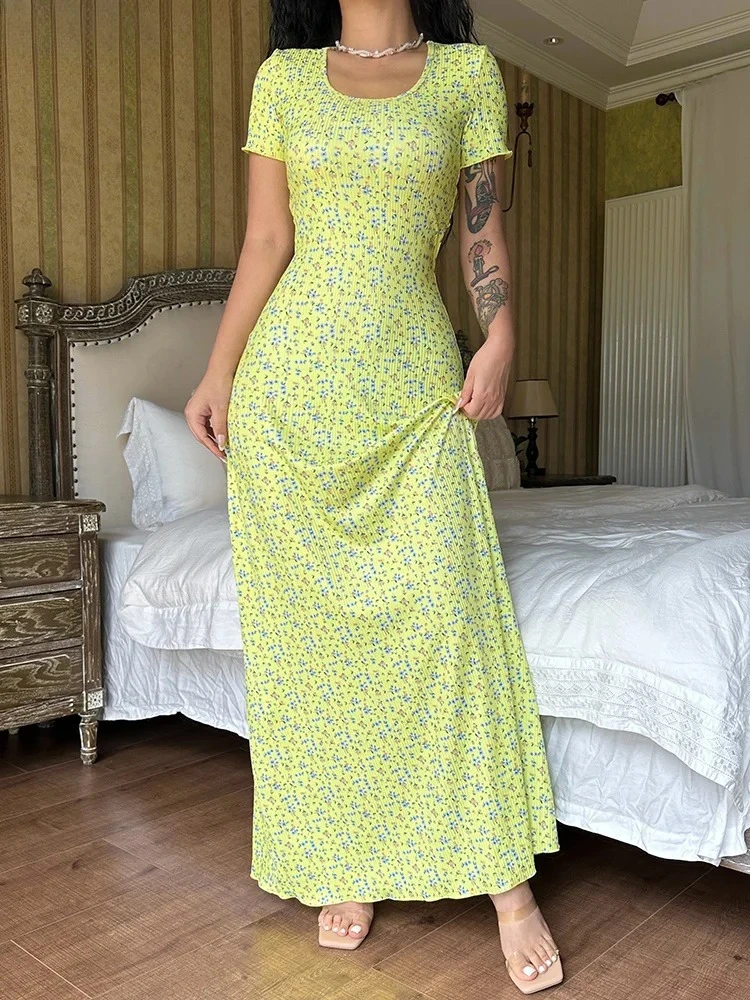 Sukienki codzienne biurowe wieczorowe na imprezę streetwear odzież damska hurtownia eleganckie kwiatowe wzory krótki rękaw sznurowane