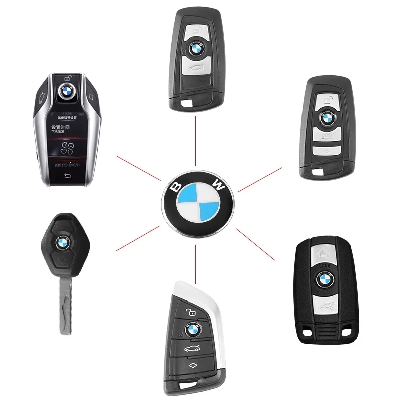 4Pcs 11/14MM Car Key Shell Sticker 3D Aluminum Auto Key Remote Fob Decals For BMW X3 X5 E46 E90 E60 F10 F30 E39 E36 F20 E87 E92