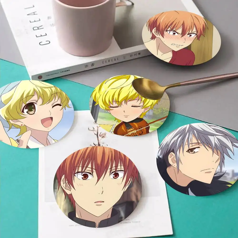1pc Fruits Basket Wooden Coaster Colour Printing Cup Mat Home Desk Decoration Gifts
