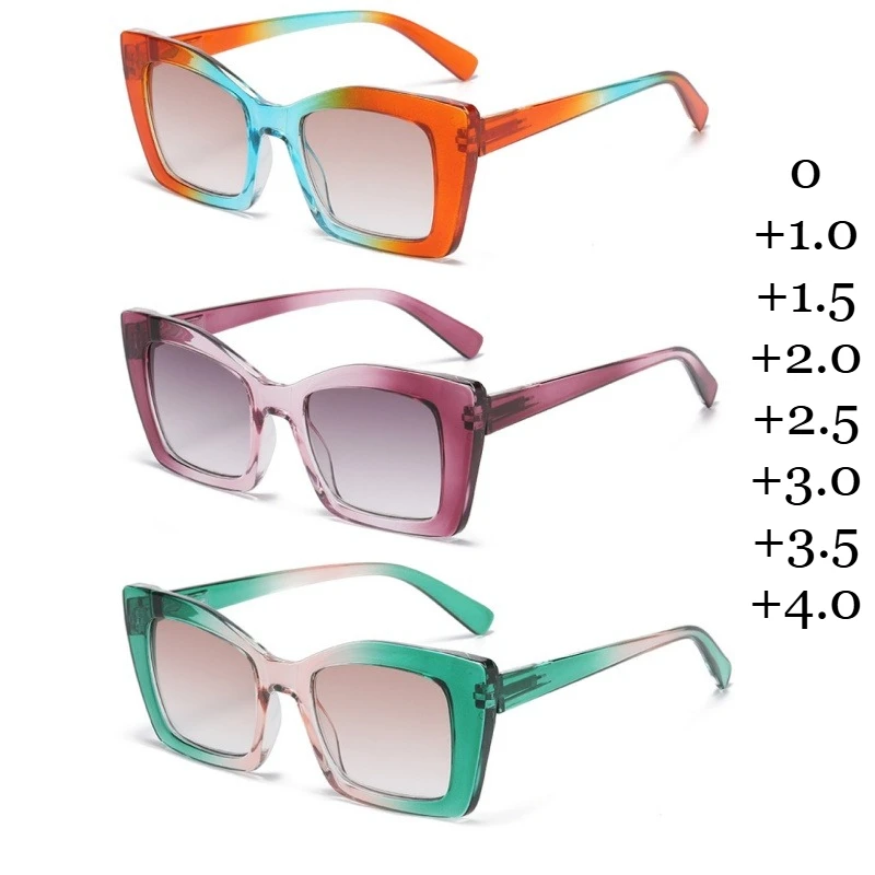 

Нейтральные модные очки для чтения, новые очки для дальнозоркости в большой оправе, очки для чтения с блокировкой синего света высокой четкости + 4,0