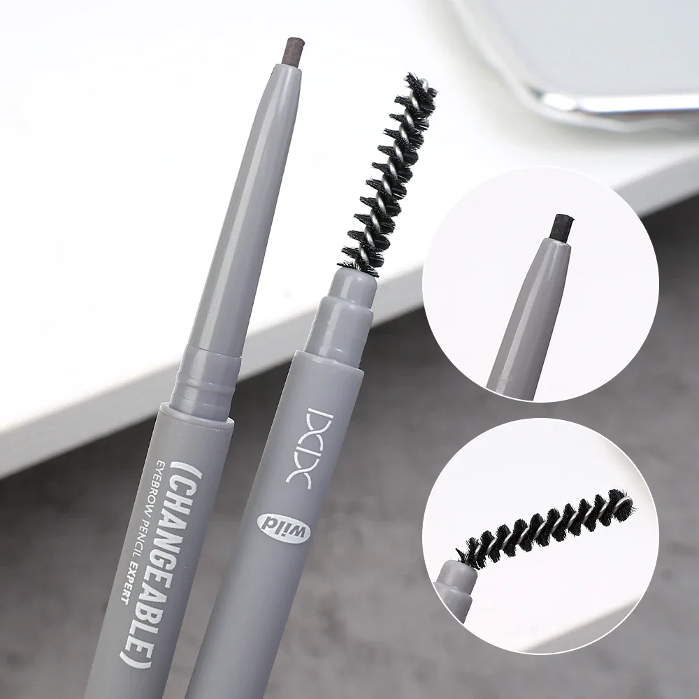 Double Head Eyebrow Pen Natural Matte Smooth Brow Pen Waterproof Long-Lasting Black Brown Eyes Brow Pencil with Brushes Cosmetic