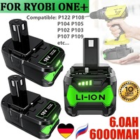New 6Ah For Roybi 18V Battery P108 18V One+ Plus Battery 18 Volt Lithium-Ion Power Tools P104 P107 RB18L50 RB18L20 P108