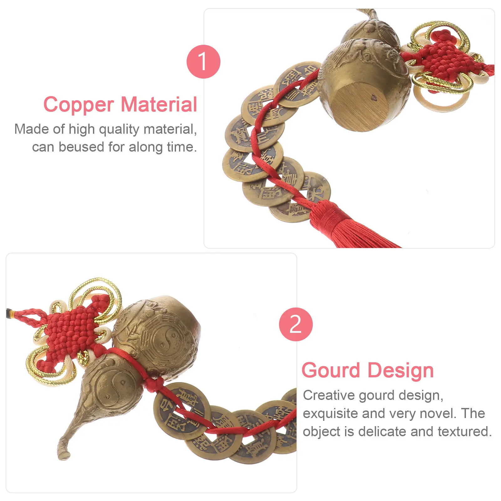Creative Six Emperor Coins Gourd Pendant Copper Coin Decorative Calabash Ornament Desktop Ornament Office Decor