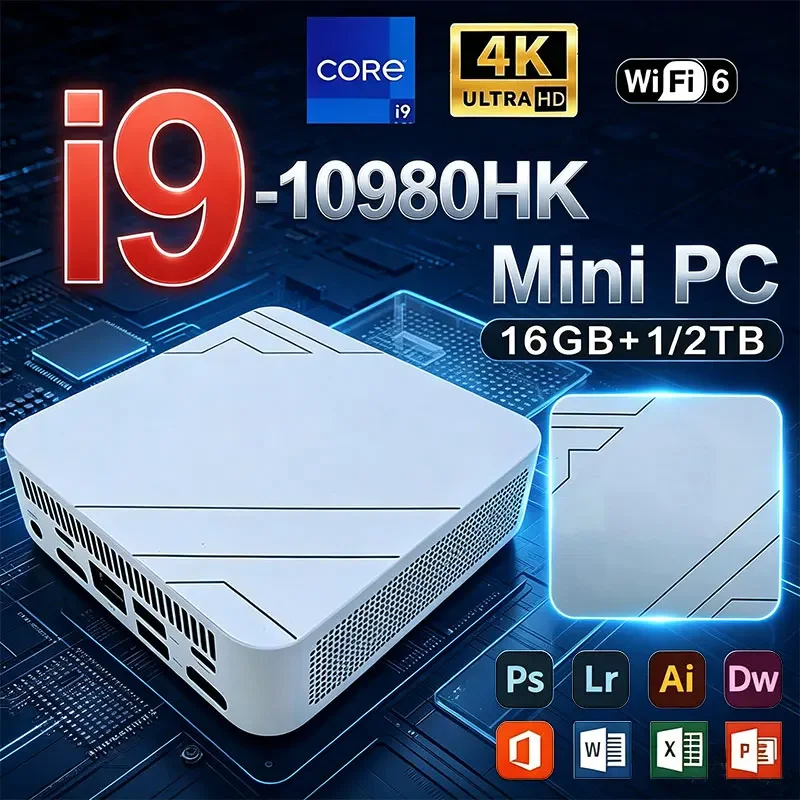 NEW Mini PC Intel Core i9 10980HK 4K 16GB RAM 1TB 2TB SSD WiFi6 BT5.2  Portable Gaming Computer Office PC Desktop