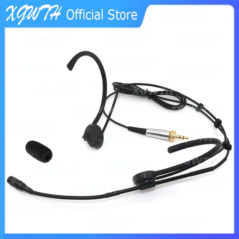 Electret Condenser Headworn Headset Microphone Black Hypercardioid Headband Mic for Sennheiser Body Pack 3.5mm Jack TRS Locking