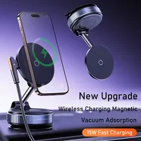 New Magnetic 15W Wireless Charger Car Phone Holder 360 Degree Rotation Foldable Suction Cup Navigation Phone Holder Bracket