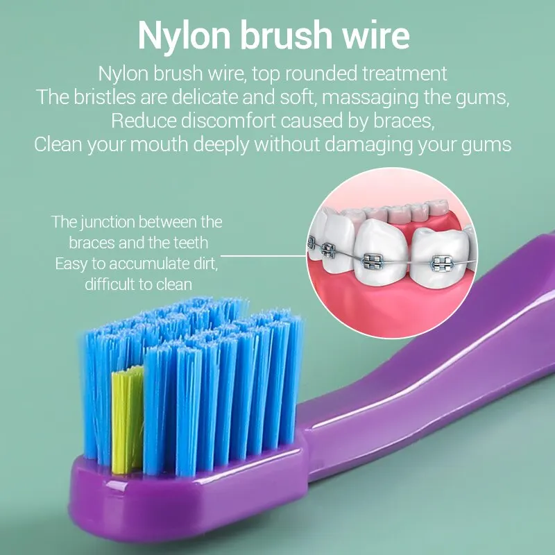 3 Piezas Cepillos de Limpieza para Brackets de Ortodoncia para Adultos, Cepillos Dentales con Cerdas Suaves para el Cuidado de la Salud Bucal 4