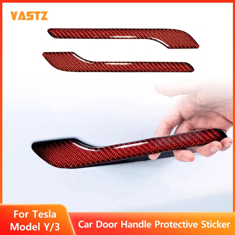 

Carbon Fiber Pattern Door Handle Stickers For Tesla Model Y 3 2019-2026 Juniper Highland Scratch Guard Trim Car Exterior Decor
