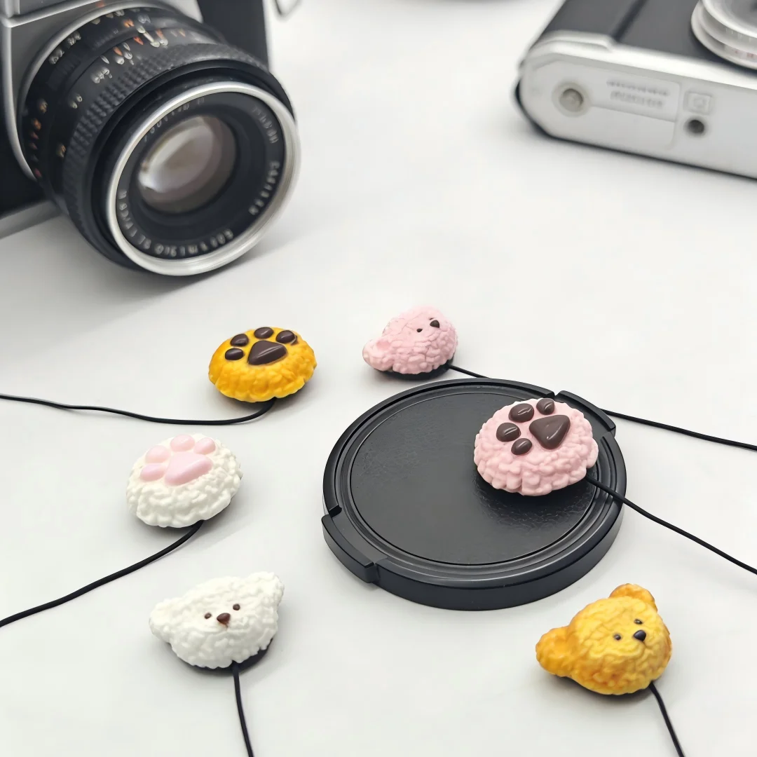Cute Cartoon Camera Lens Cap Anti-lost Rope Keeper Strap For Canon R50 Sony ZV-E10 Fuji XT50 XT5 XT4 Nikon Z30 Z9 Z8 Accessories