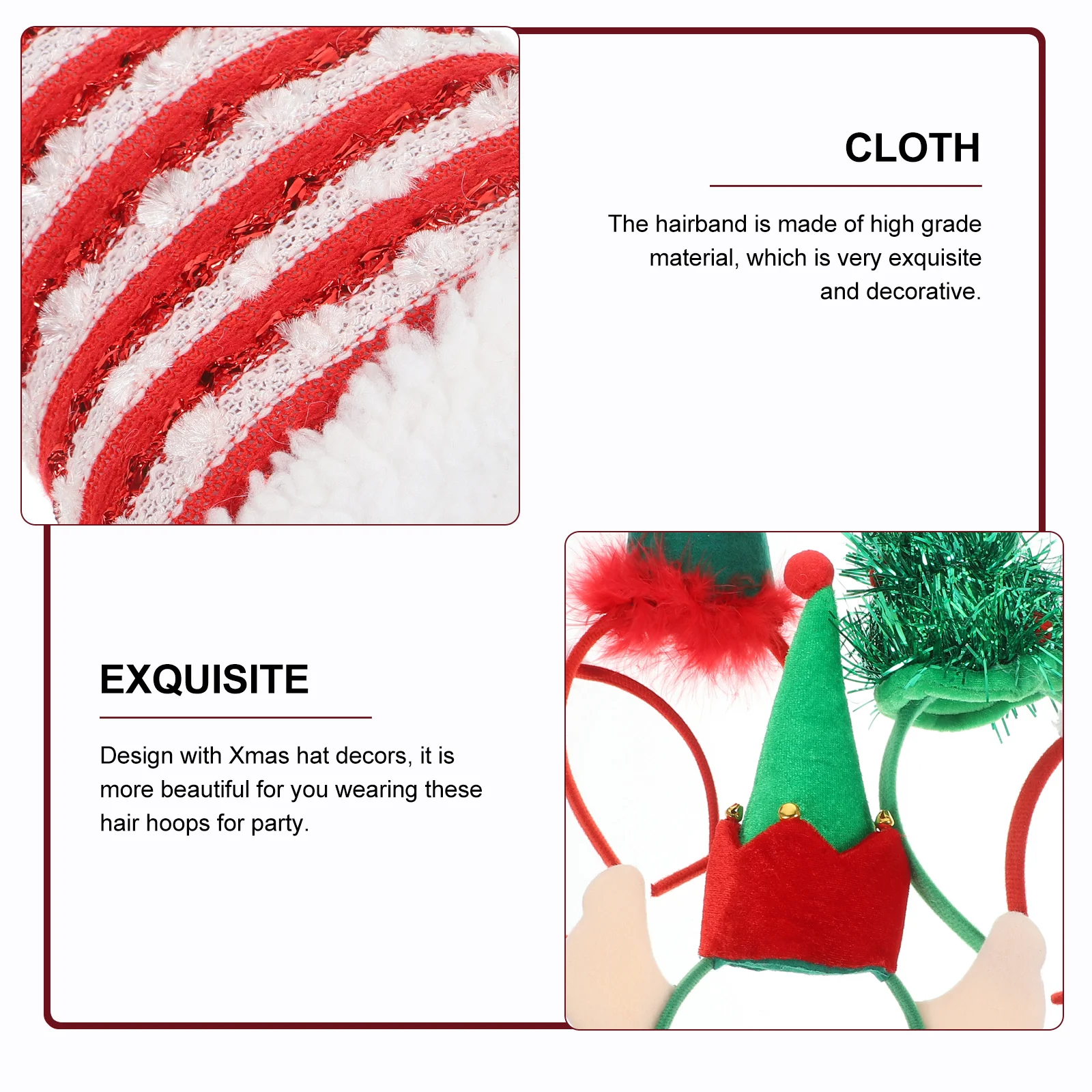

5 Pcs Christmas Headband Buckle Holiday Hair Accessories Hoop Festival Hat Shaped Hairband Party Headbands Festive for s