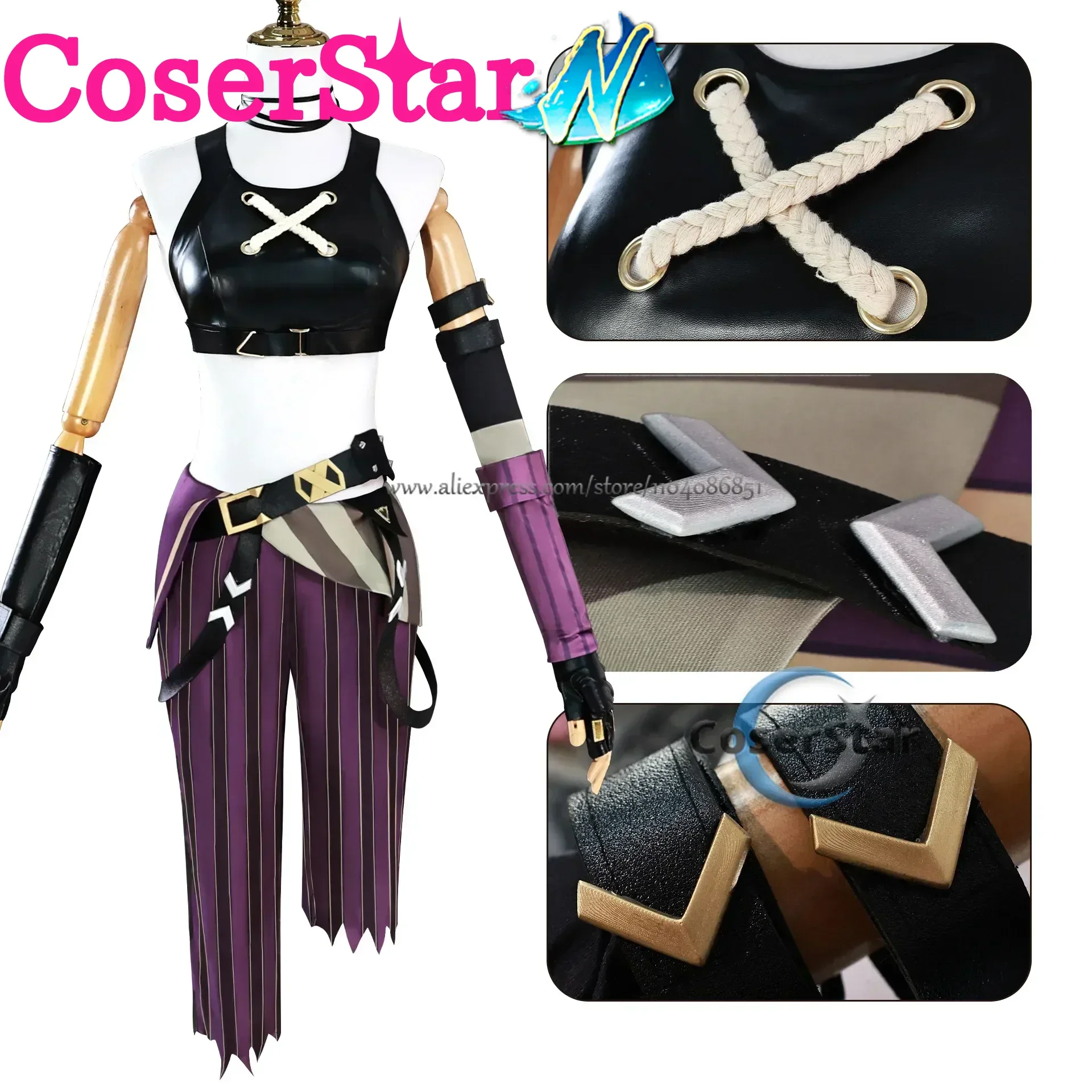 Coserstar-n em estoque jogo lol arcane 2 canhão solto jinx cosplay traje crit prodigy jinx cosplay pele roupa peruca traje feminino