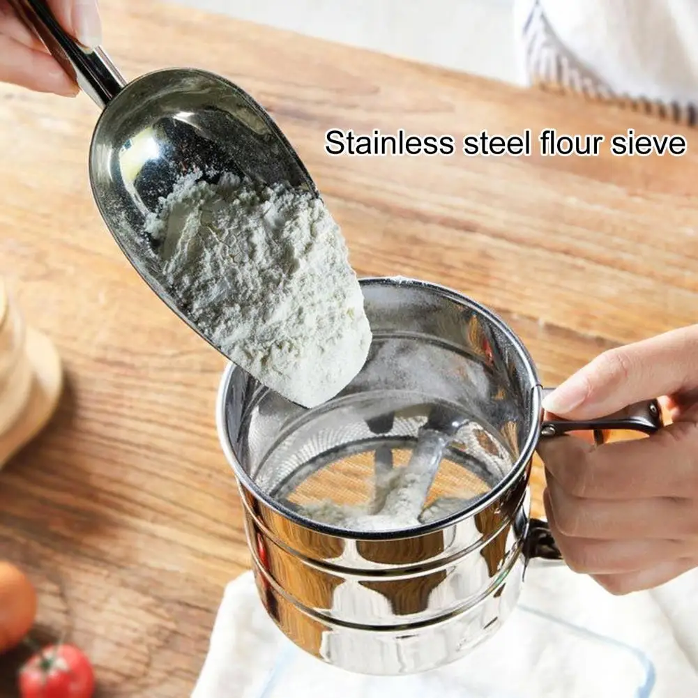 Stainless Steel Flour Sieve Easy to Clean Flour Sieve Stainless Steel Handheld Flour Sieve for Baking Quick Filter Anti-rust