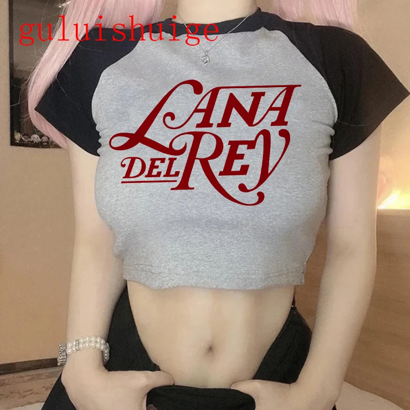 Y2K Crop Top Lana Del Rey Ldr Sailing T Shirt Cropped Harajuku Women Vintage Short-Sleeve T-Shirt Streetwear Female Tshirt