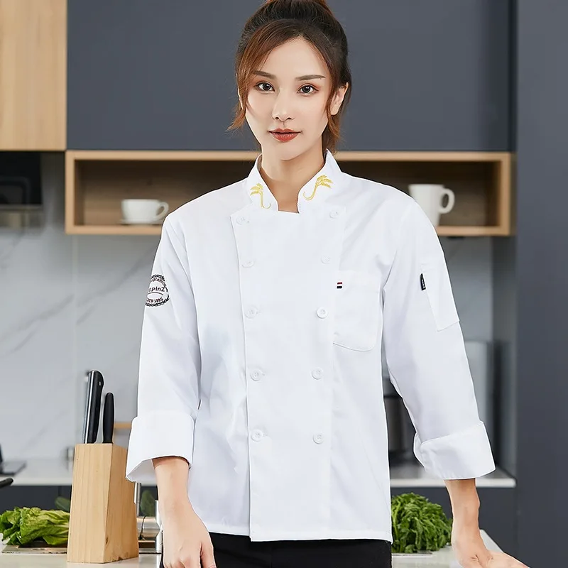 Chef Uniform Long Sleeve Autumn and Winter Clothes Western Restaurant after Catering Wholesale Restaurant Canteen Work Clothes p