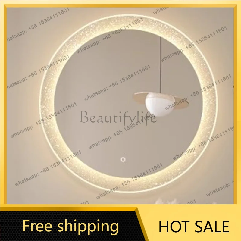 LJY Smart LED Bathroom Mirror with Light Round Wall Mounted Makeup Vanity Mirror Anti Fog Dimmable for Modern Bathroom Decor