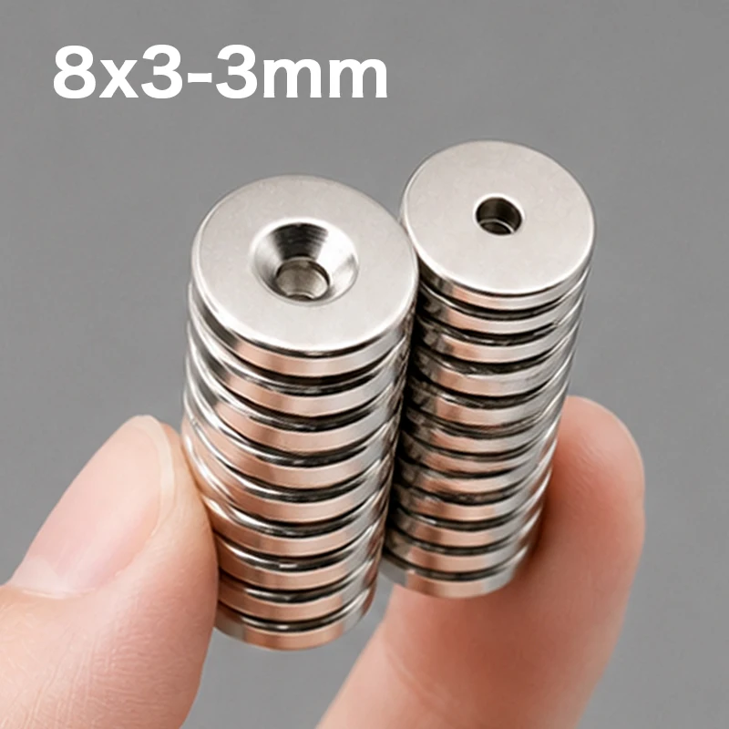 

N52 Super Strong Neodymium Magnet 8x3-3mm NdfeB Permanent Magnetic imanes with Countersunk Hole Strong Fridge Magnets for DIY
